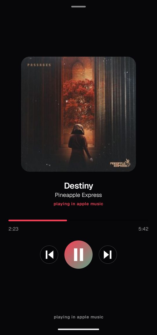 the full player controlling a track playing in apple music